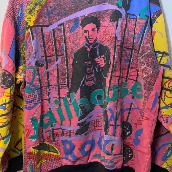 Rare 80s ELVIS PRESLEY pullover Sweatshirt SZ LG - Picture 1 of 9